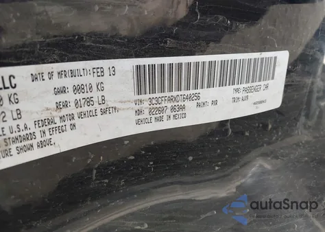 2013 Fiat 500 Pop z USA, uszkodzony, nr VIN 3C3CFFARXDT640256